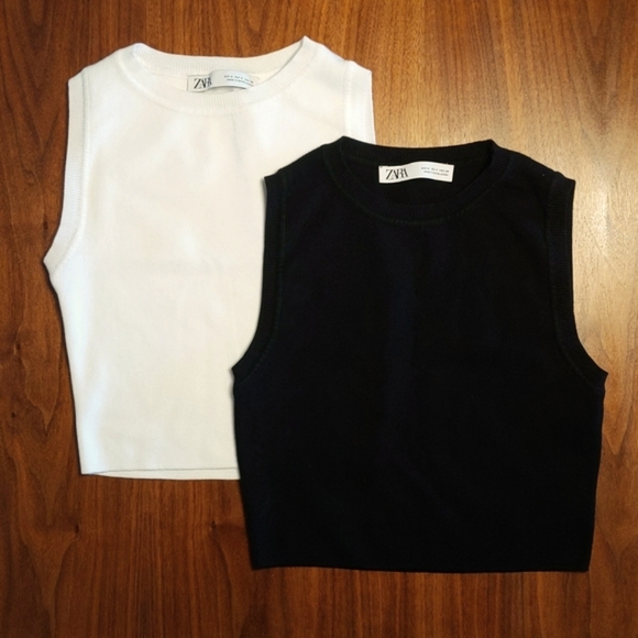 Zara cropped stretch knit tanks - Picture 1 of 6